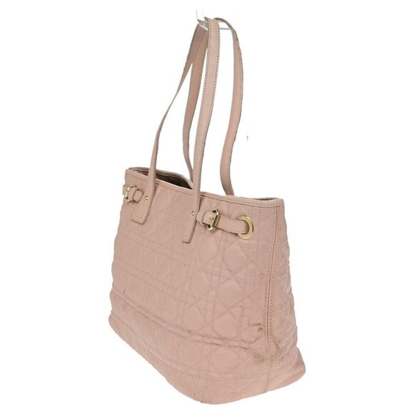 CHRISTIAN DIOR Panarea Cannage Shoulder Bag Coating Canvas Leather Pink 88YH016 - Picture 4 of 16